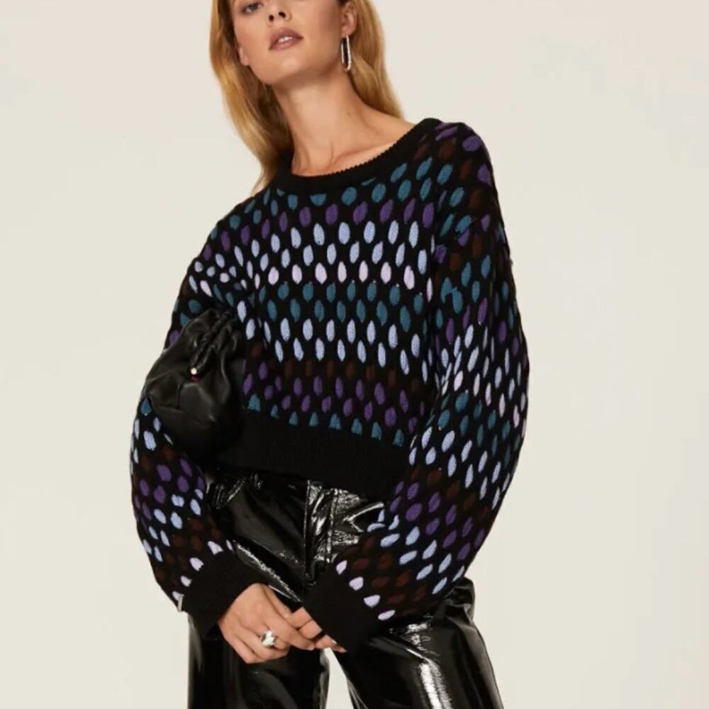 Koché Cropped Polka Dot Sweater size large